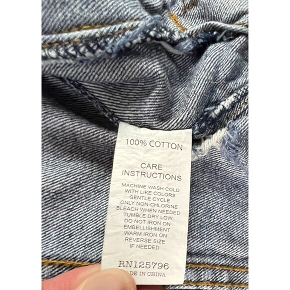 Rolling Paper Denim Jean Jacket  Unisex Size S  Distressed Paint Splatter - Picture 9 of 10